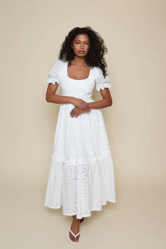 Delilah Dress - White Broderie sold by Molby the Label
