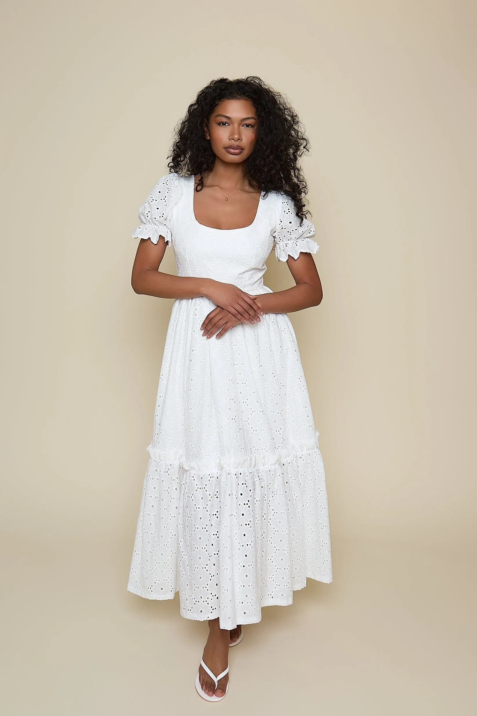 Delilah Dress - White Broderie sold by Molby the Label