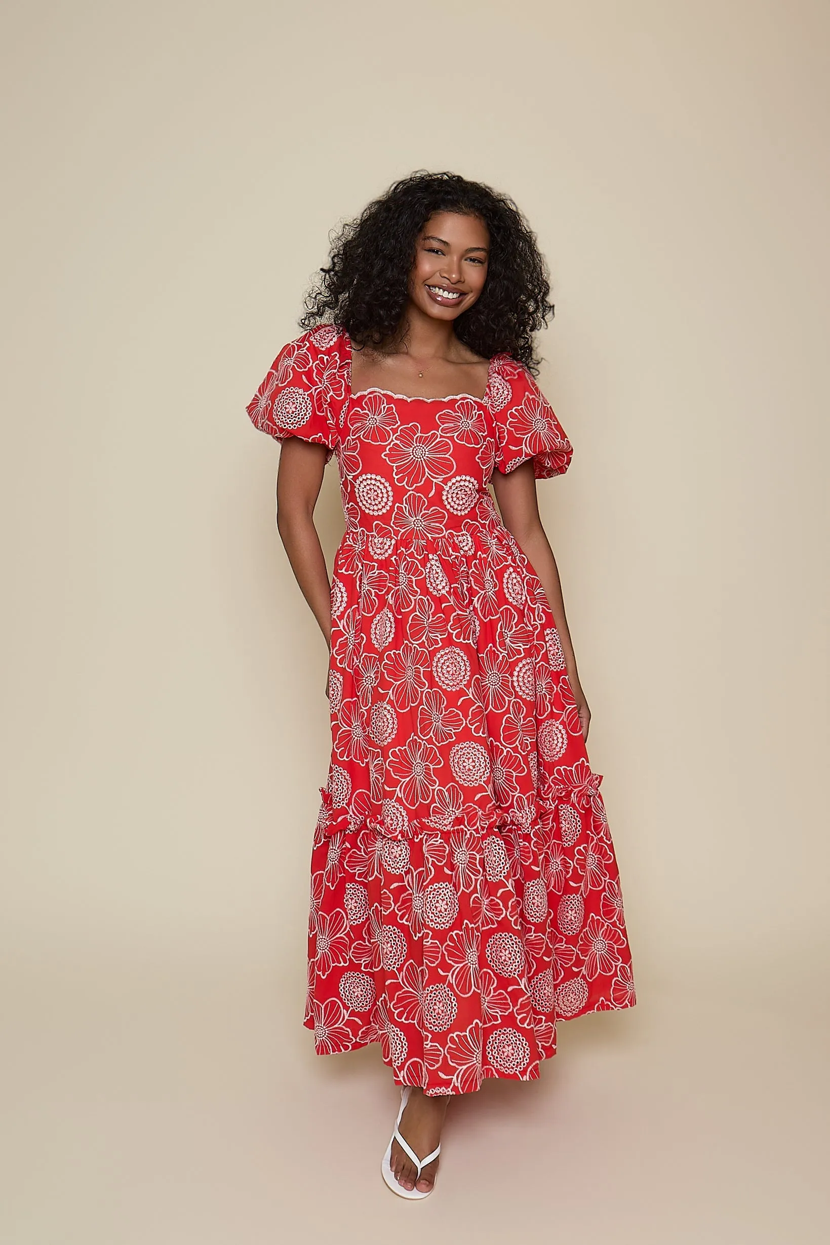 Madeline Dress - Coral Embroidered Floral sold by Molby the Label product image thumbnail 3