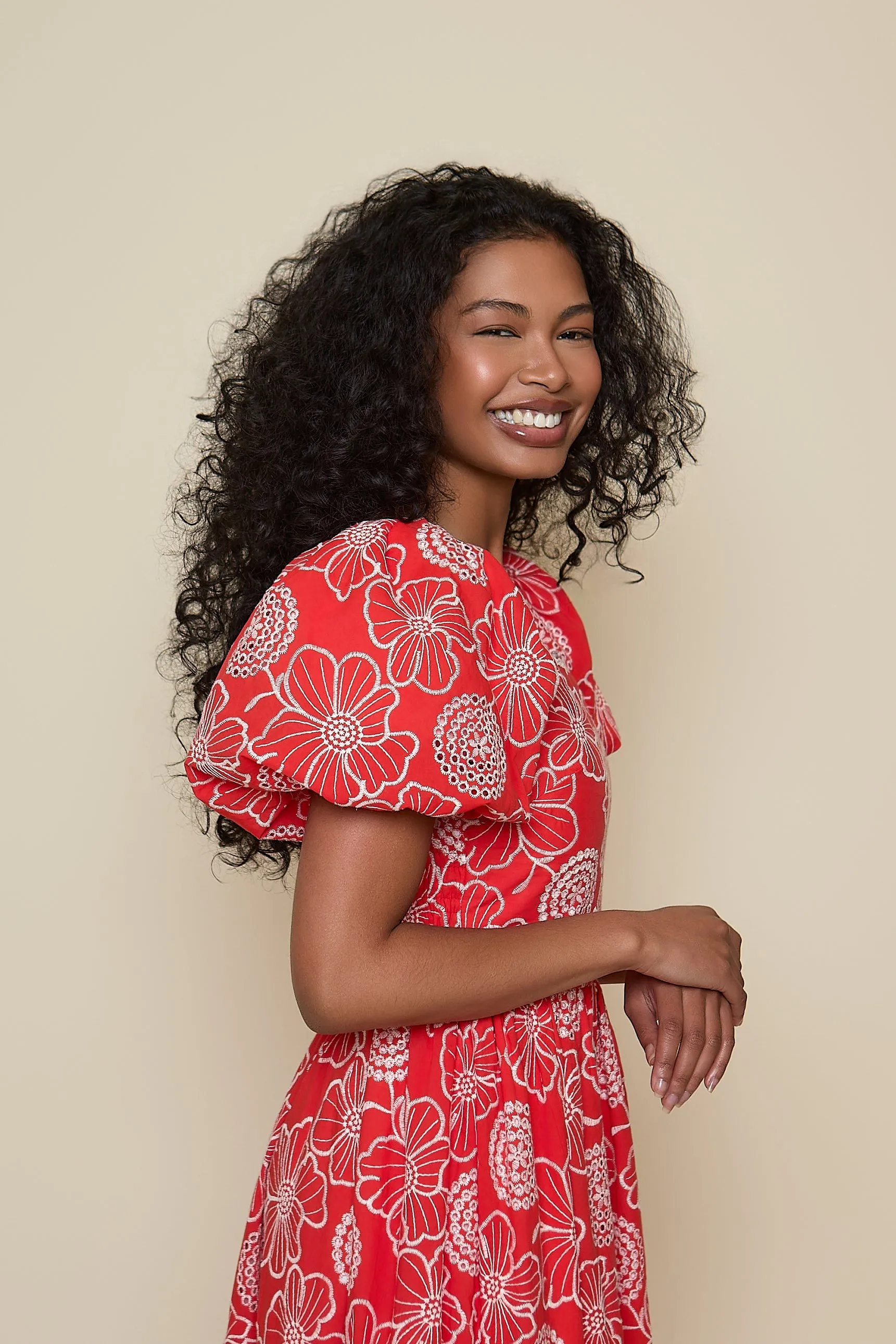Madeline Dress - Coral Embroidered Floral sold by Molby the Label product image thumbnail 5