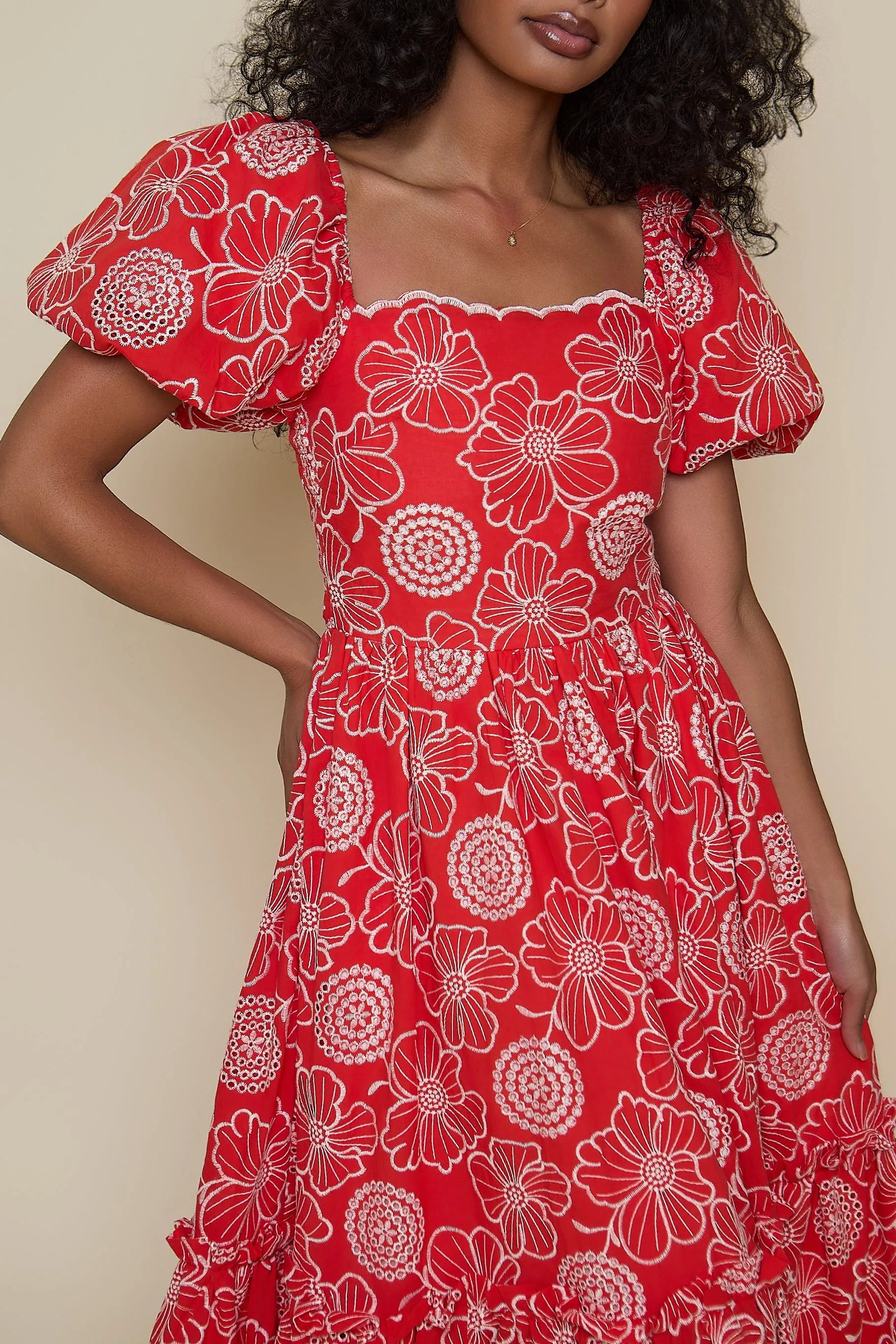 Madeline Dress - Coral Embroidered Floral sold by Molby the Label product image thumbnail 2