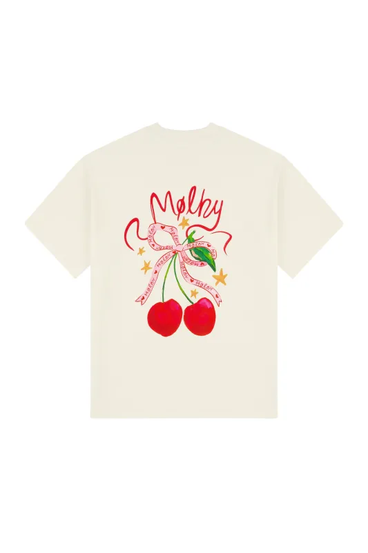 Cherry Print Boyfriend Tee - Off White sold by Molby the Label