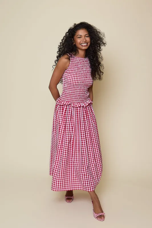 Pippa Dress - Red Gingham sold by Molby the Label