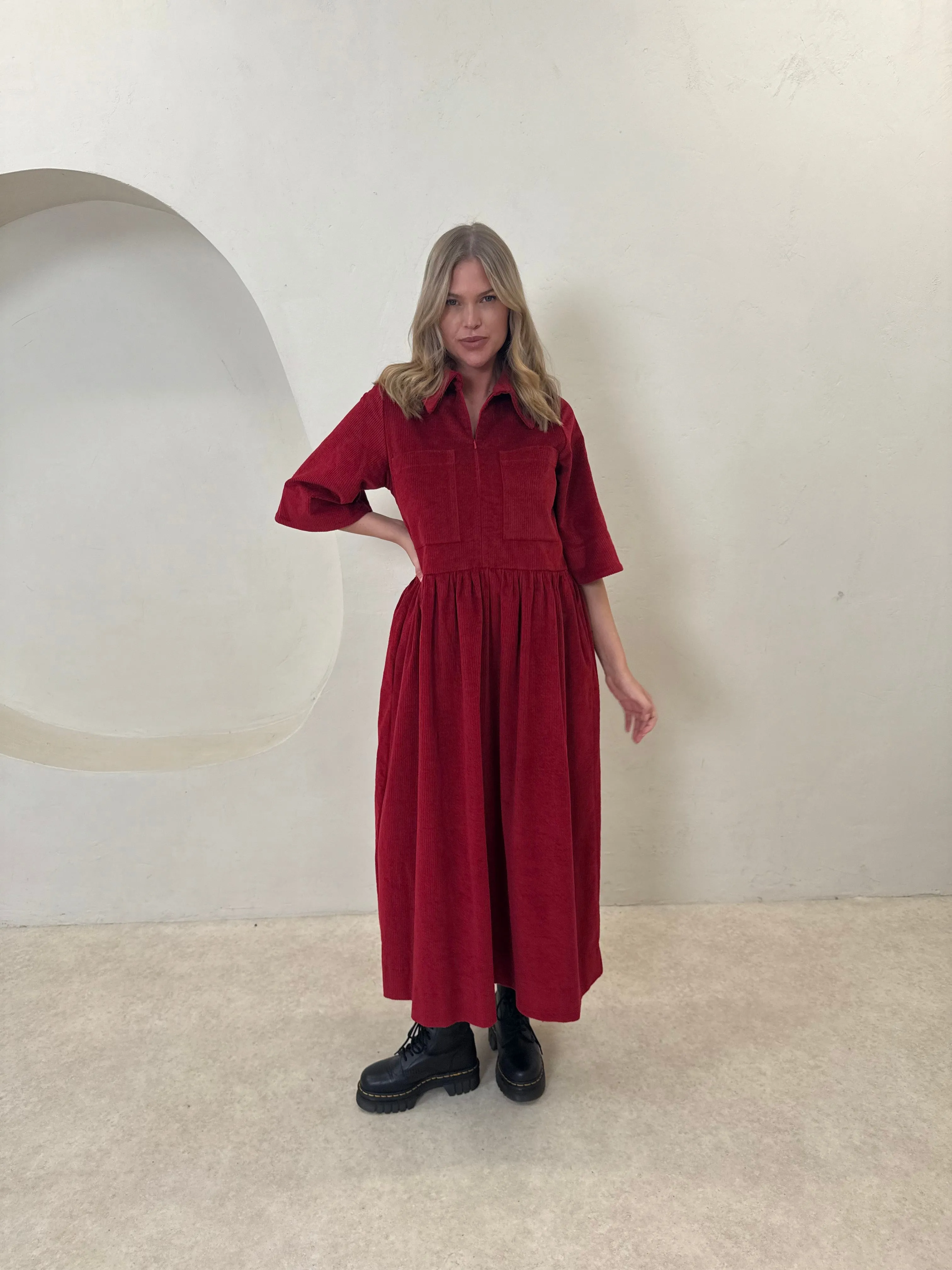 Inga Dress - Red Corduroy (PRE-ORDER) sold by Molby the Label product image thumbnail 5
