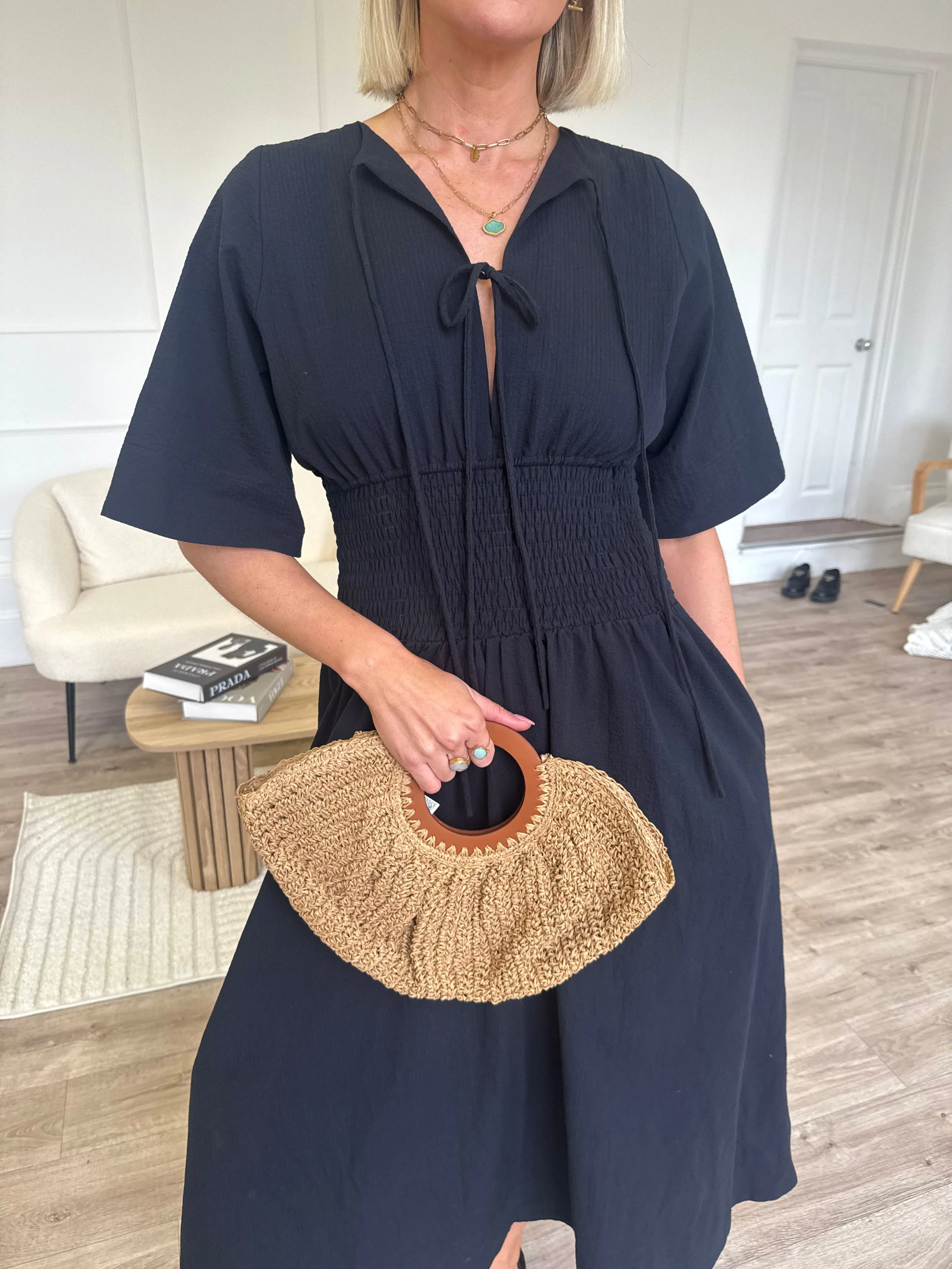 Etta Dress - Black Seersucker sold by Molby the Label