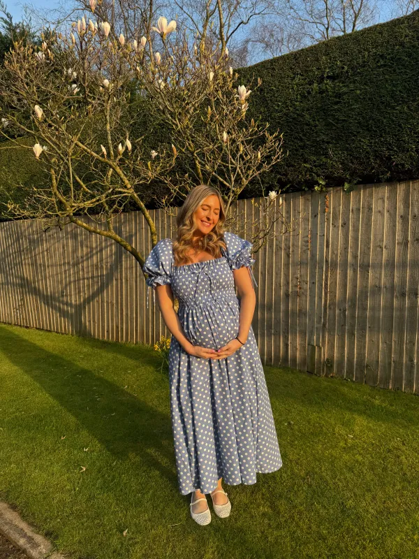 Lottie Dress - Blue Polka Dot made by Molby the Label