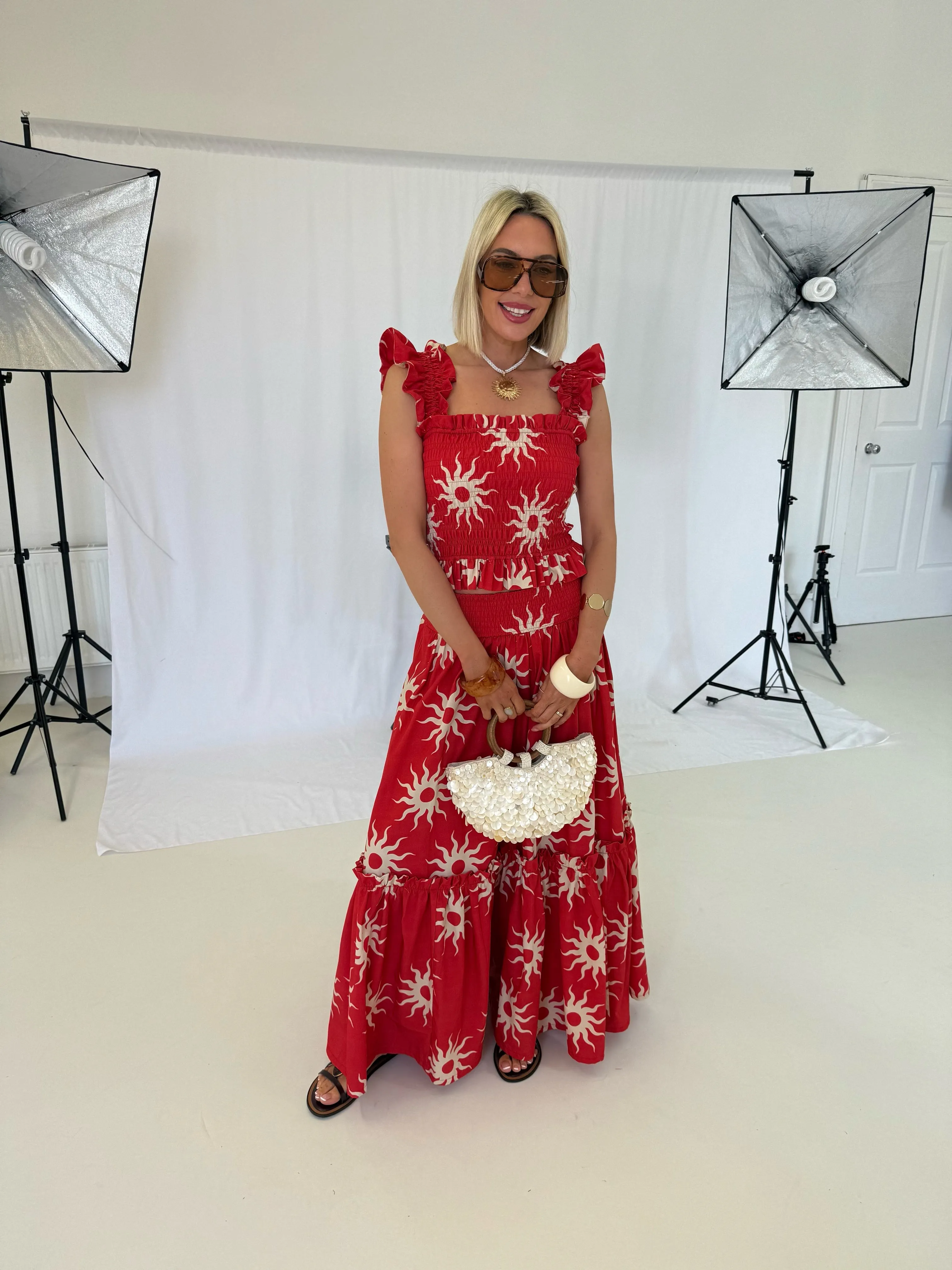 Gia Skirt - Red Sunburst sold by Molby the Label product image thumbnail 4
