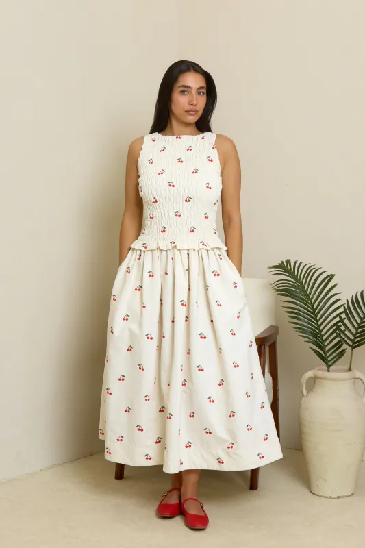 Pippa Dress - Embroidered Cherry made by Molby the Label