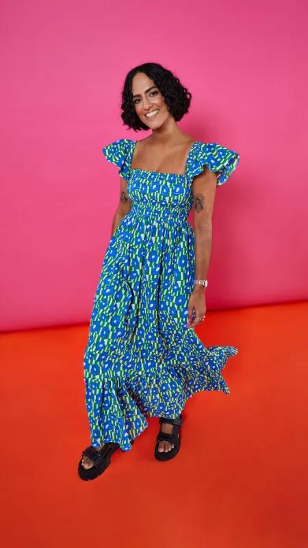 Nancy Dress - Blue & Green Floral sold by Molby the Label