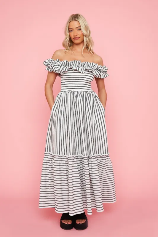 Sadie Dress - Black & White Stripe STOCK sold by Molby the Label
