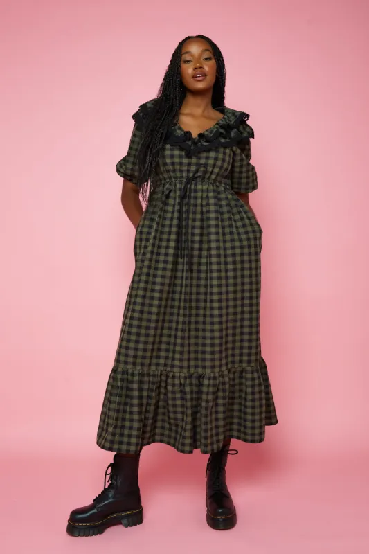 Hattie Dress - Khaki Gingham STOCK sold by Molby the Label