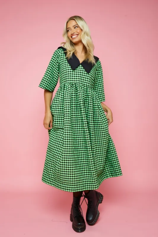 Aggy Dress - Green Gingham STOCK sold by Molby the Label