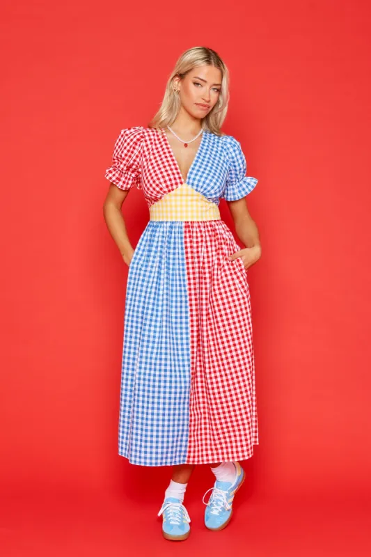 Tilda Dress - Red & Blue STOCK sold by Molby the Label