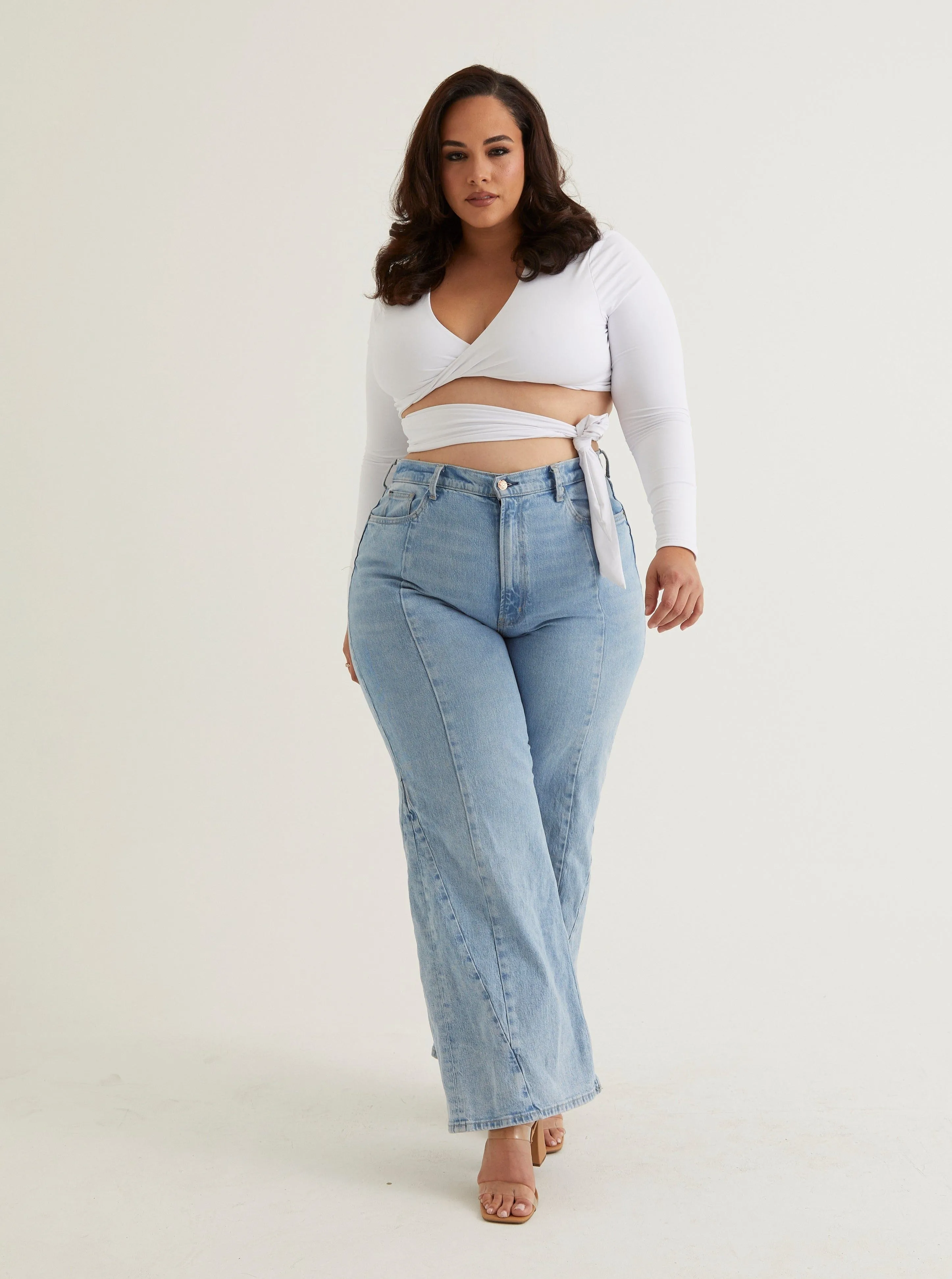 Front Twist V Neck Crop Top | White sold by Alana Eve product image thumbnail 3