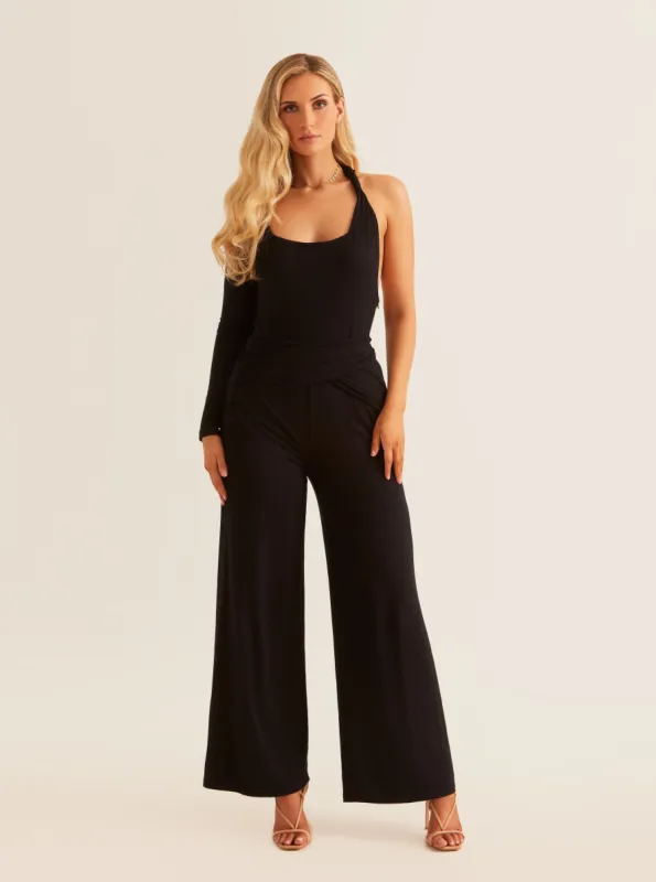 Single Sleeve Square Neckline Jumpsuit | Black sold by Alana Eve