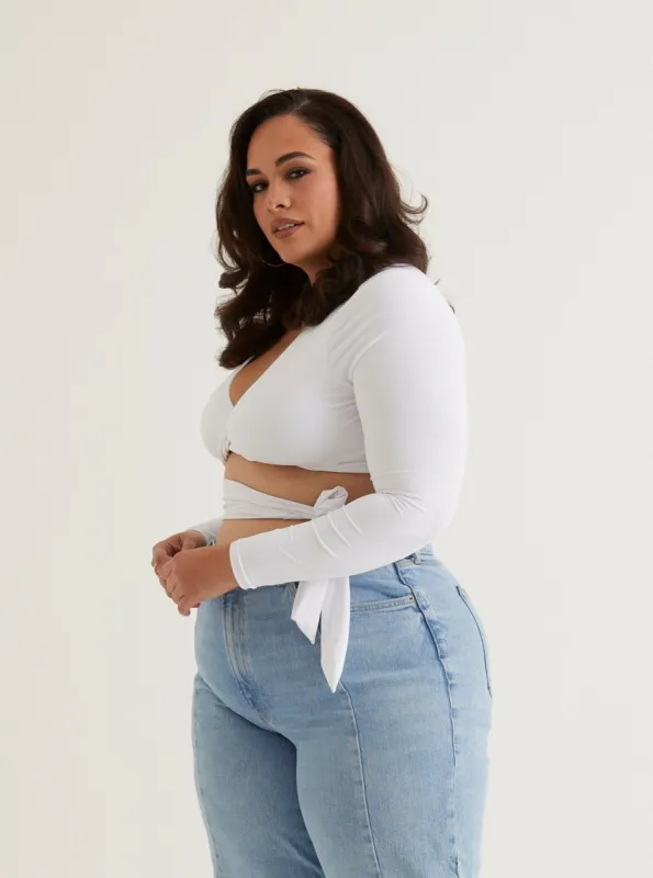 Front Twist V Neck Crop Top | White & Sage sold by Alana Eve