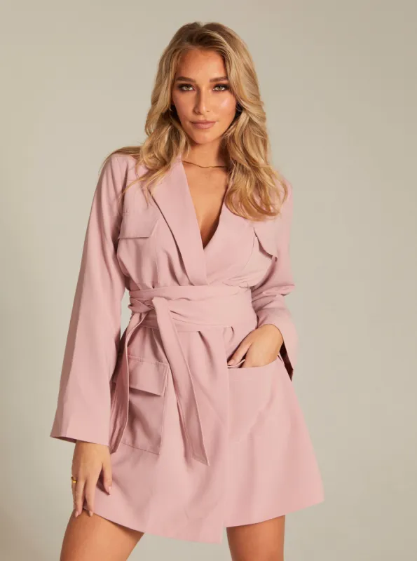 Wrap Blazer Dress | Blush, Black & Cream sold by Alana Eve