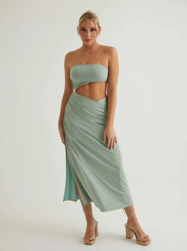 Waist Cut Out Midi Dress | Mint sold by Alana Eve