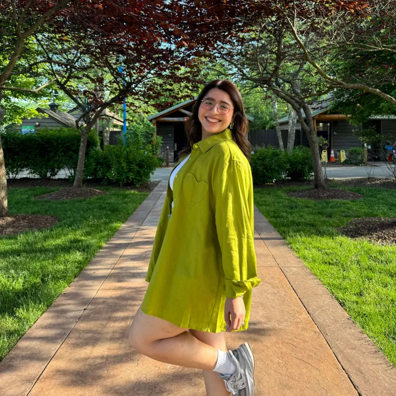 Linen Long-Sleeve Button-Up - Matcha *Clearance Sale* sold by Shiny by Nature