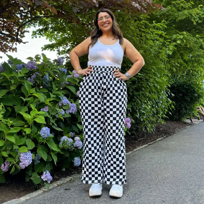 29" Inseam Be Yourself Pants - Checker Black sold by Shiny by Nature