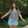 Diagonal Button-Up - Black Gingham *Clearance Sale* sold by Shiny by Nature