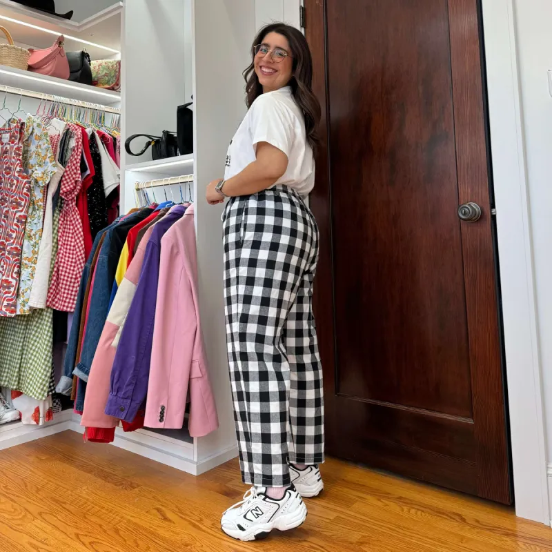 Linen Pants - Black Gingham *Clearance Sale* sold by Shiny by Nature