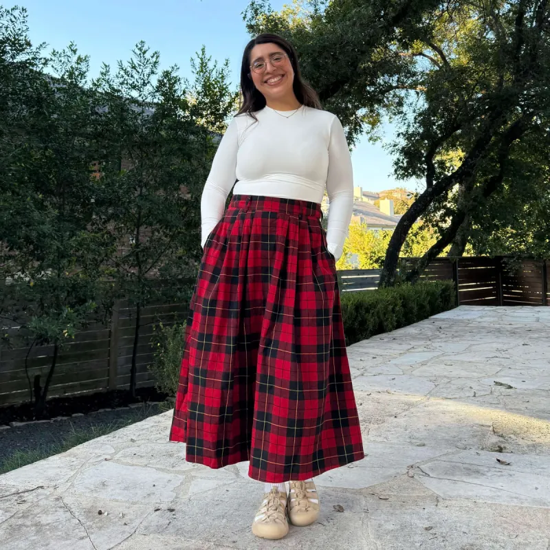 Plaid Maxi Skirt - Red/Black sold by Shiny by Nature