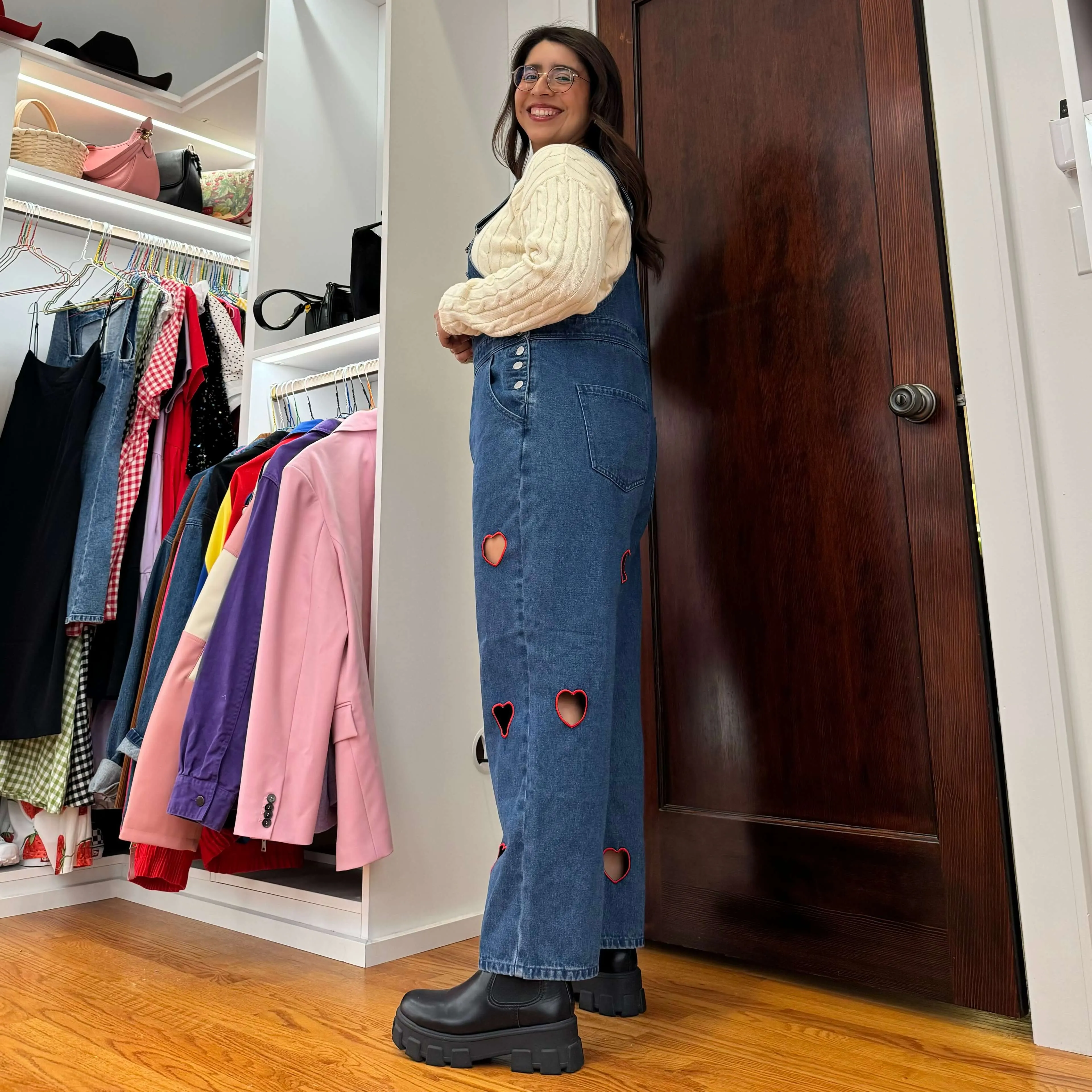 26" Inseam Heart Cutout Overalls - Dark Wash *Clearance Sale* sold by Shiny by Nature product image thumbnail 5