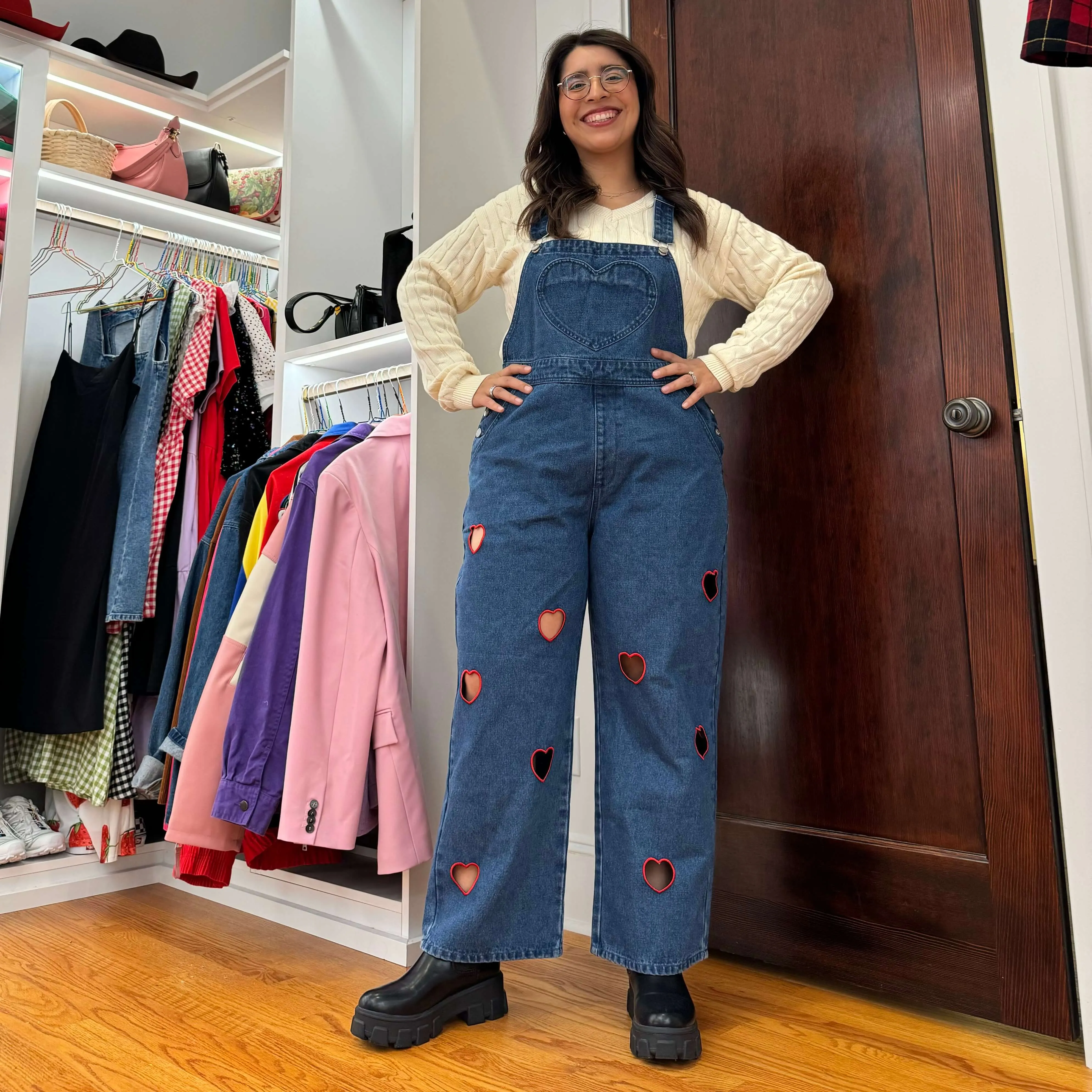 26" Inseam Heart Cutout Overalls - Dark Wash *Clearance Sale* sold by Shiny by Nature