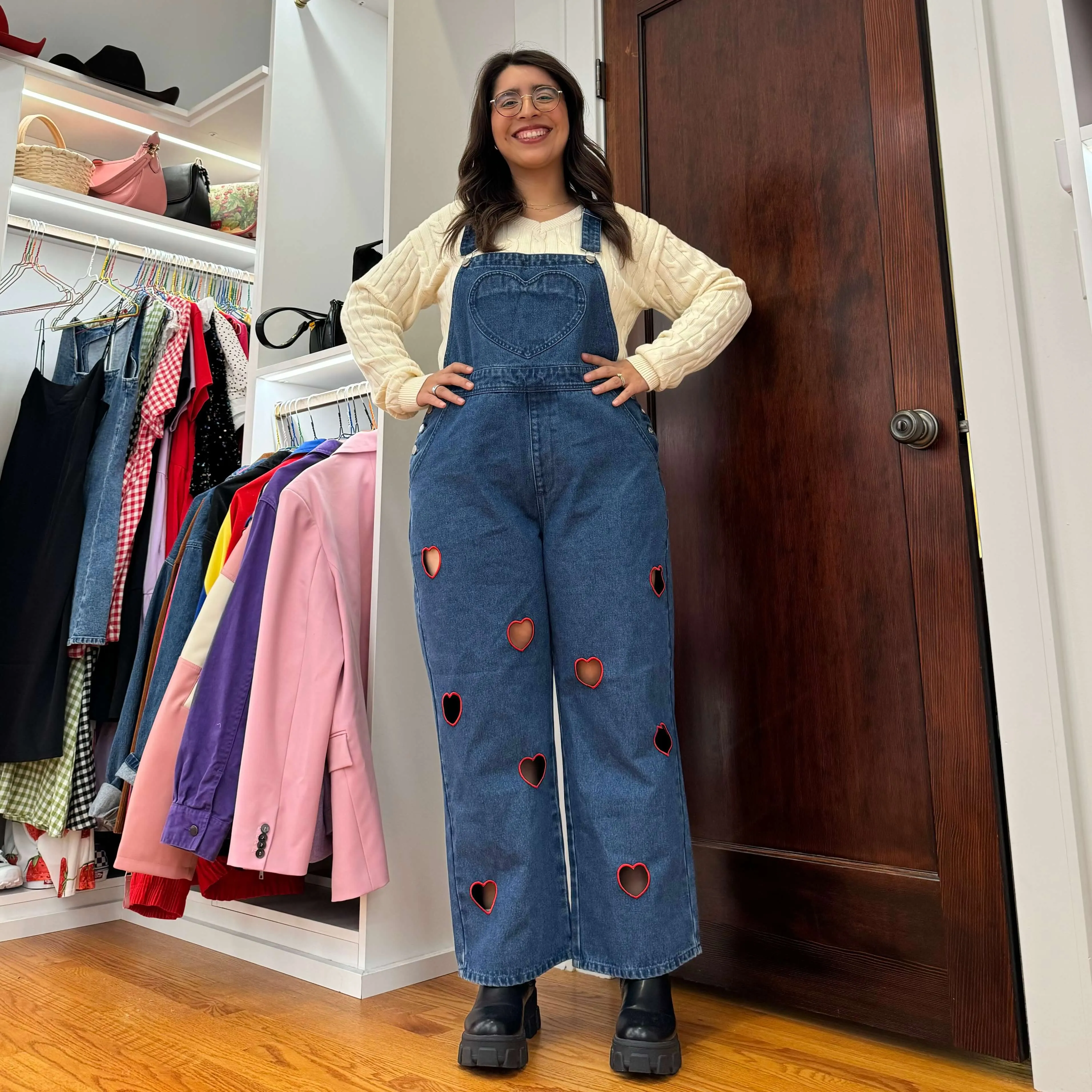 26" Inseam Heart Cutout Overalls - Dark Wash *Clearance Sale* sold by Shiny by Nature product image thumbnail 3