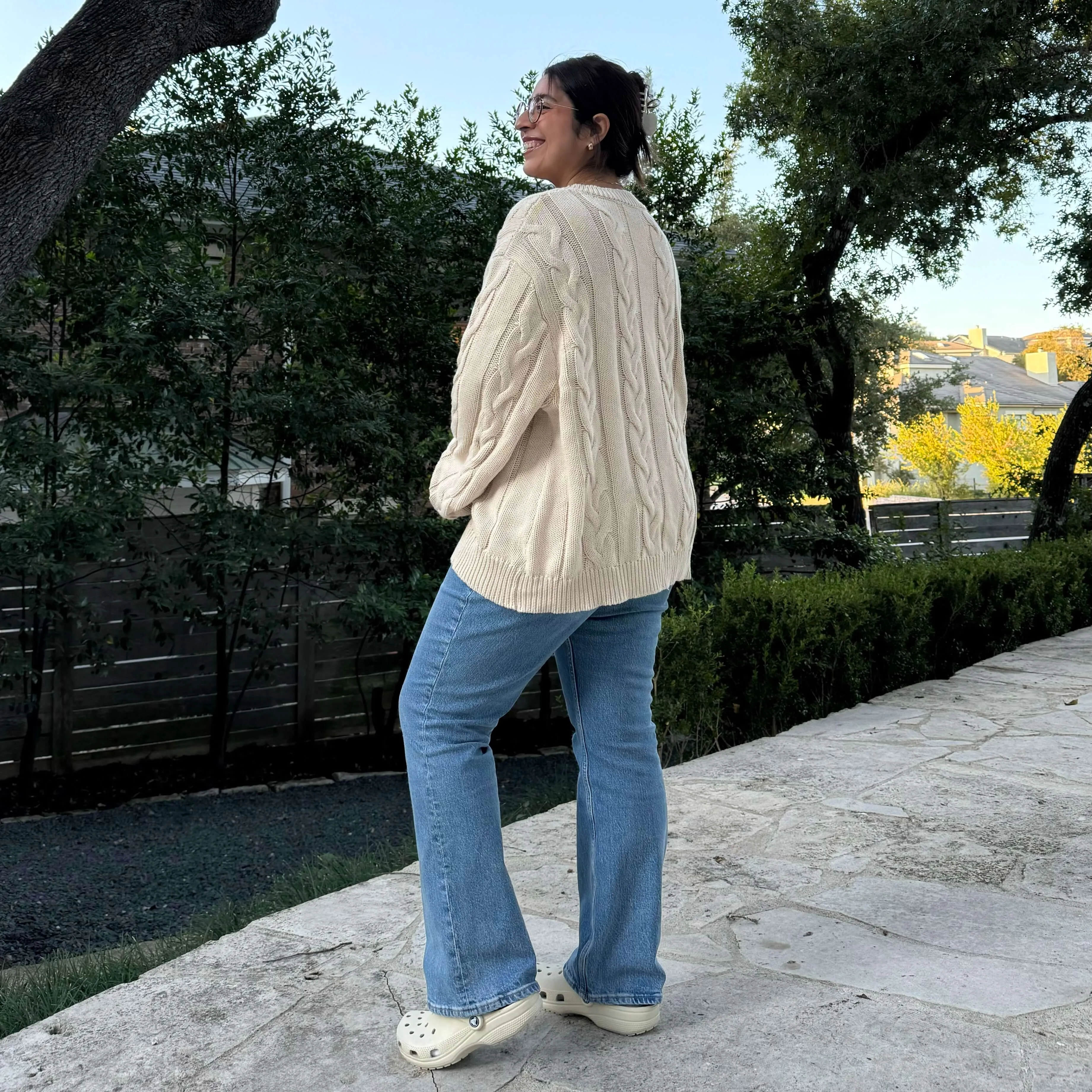 Crewneck Cable-Knit Sweater - Cream *Clearance Sale* sold by Shiny by Nature product image thumbnail 4