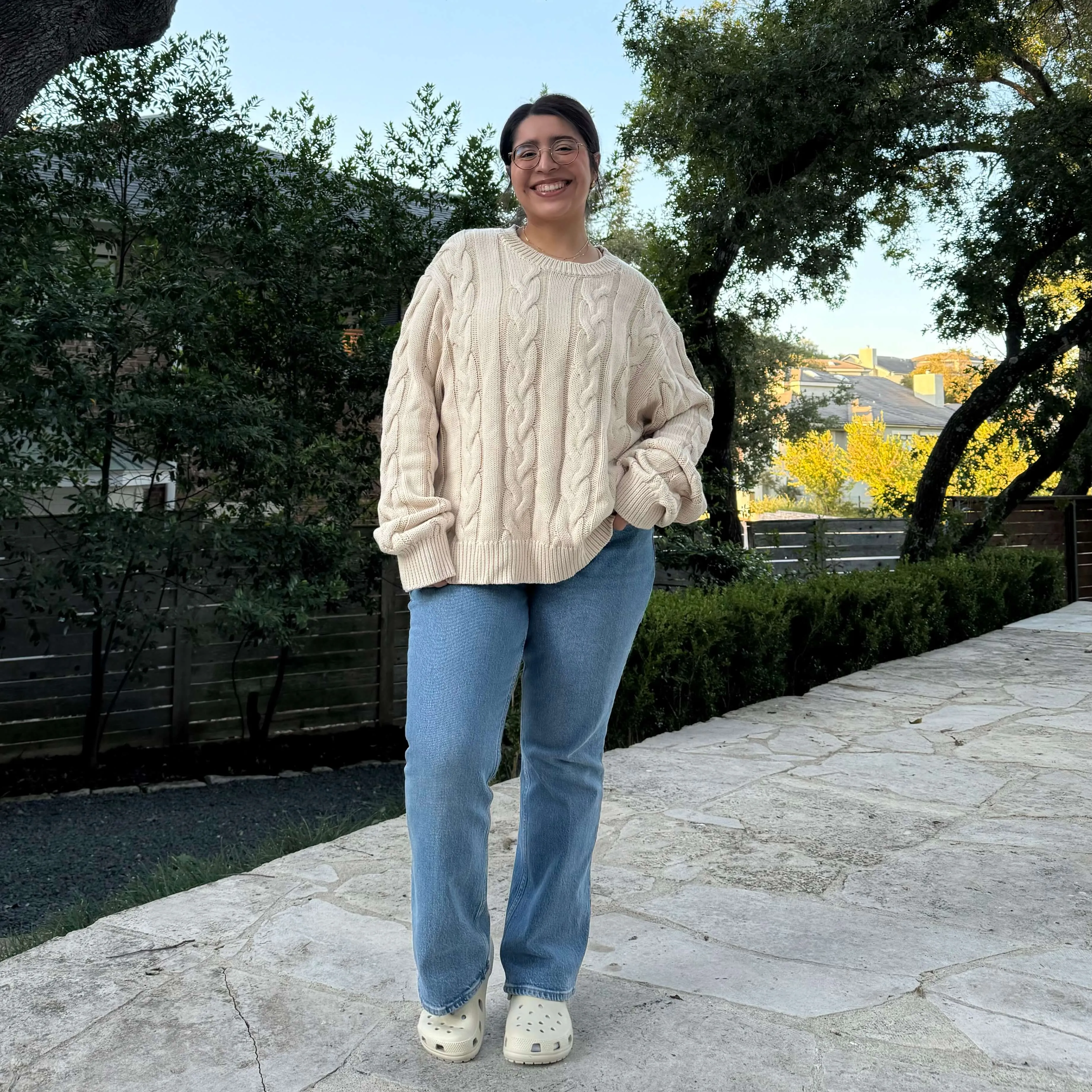 Crewneck Cable-Knit Sweater - Cream *Clearance Sale* sold by Shiny by Nature product image thumbnail 2