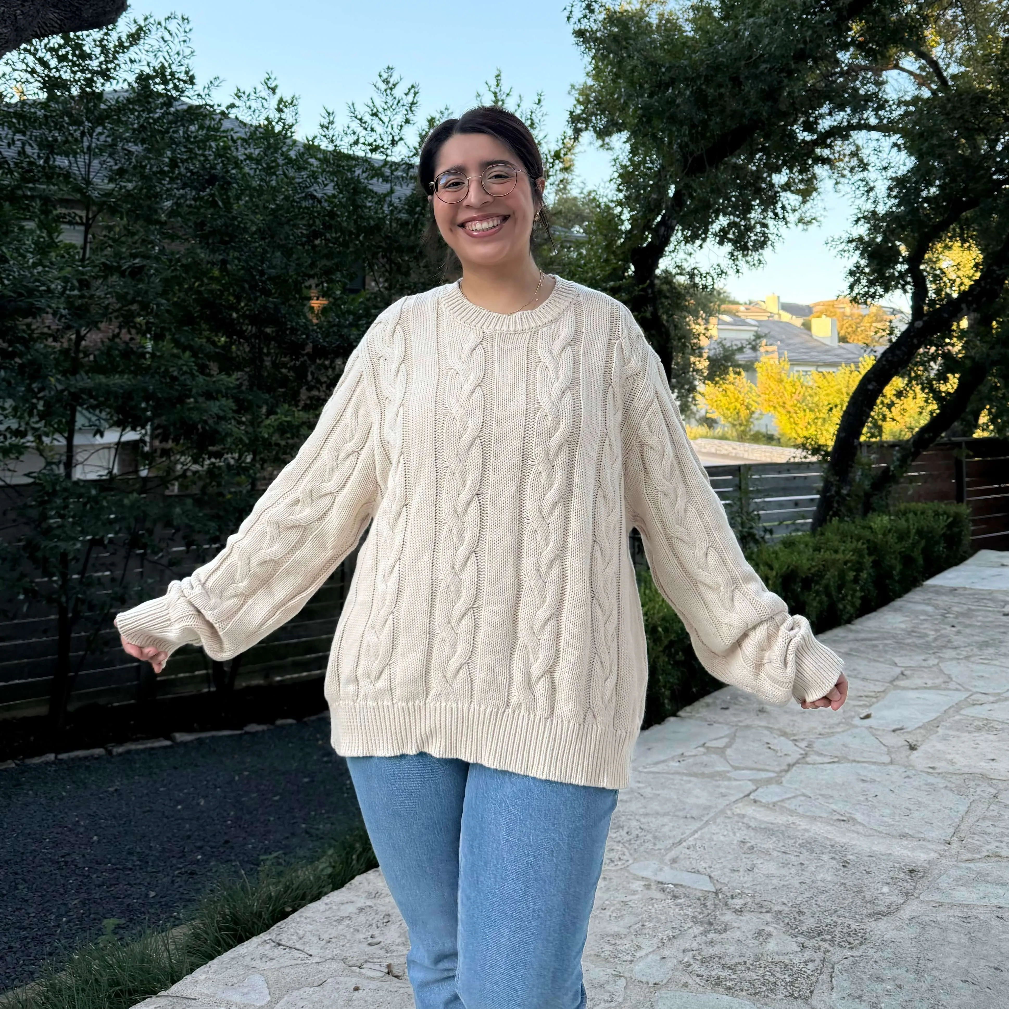 Crewneck Cable-Knit Sweater - Cream *Clearance Sale* sold by Shiny by Nature product image thumbnail 5