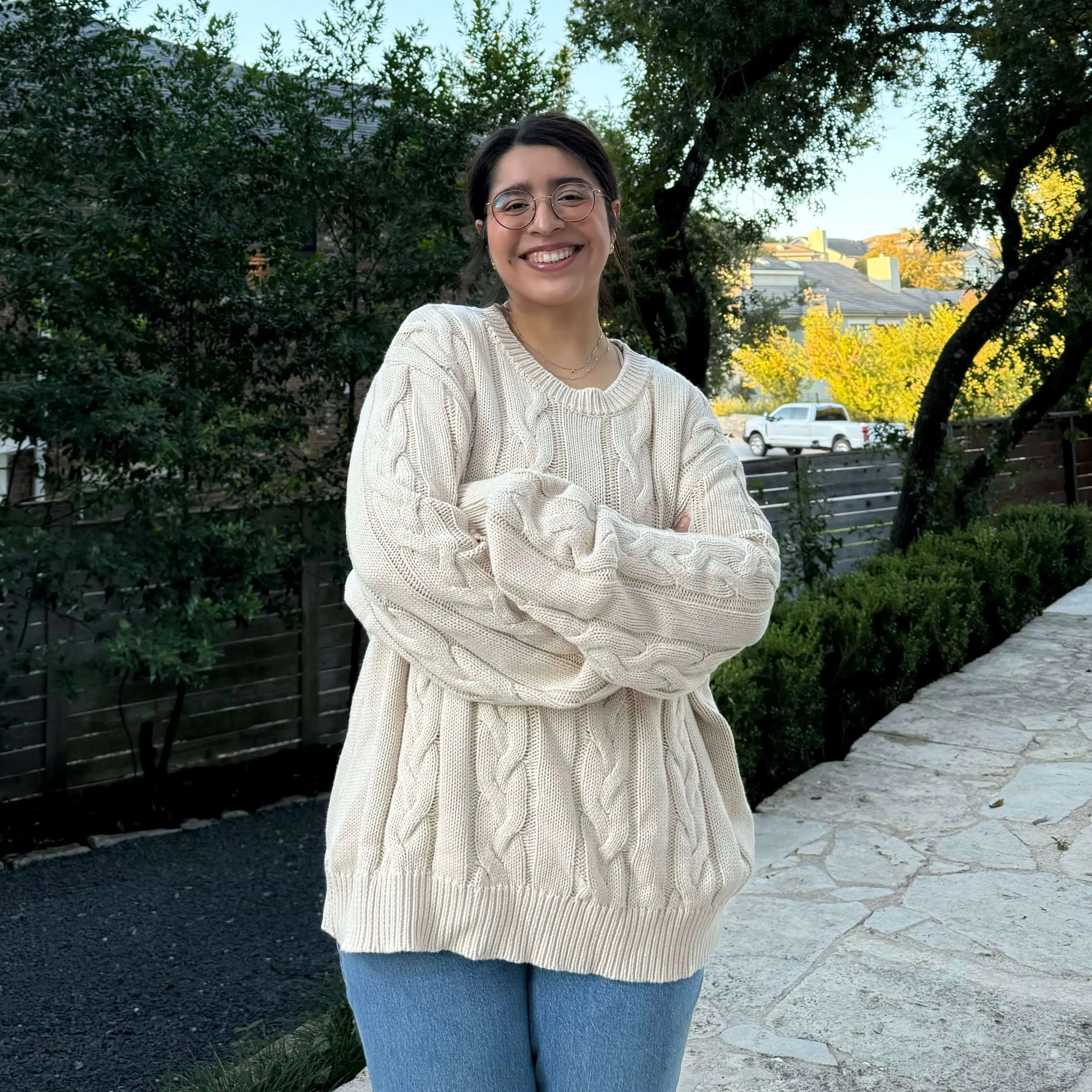 Crewneck Cable-Knit Sweater - Cream *Clearance Sale* sold by Shiny by Nature product image thumbnail 3