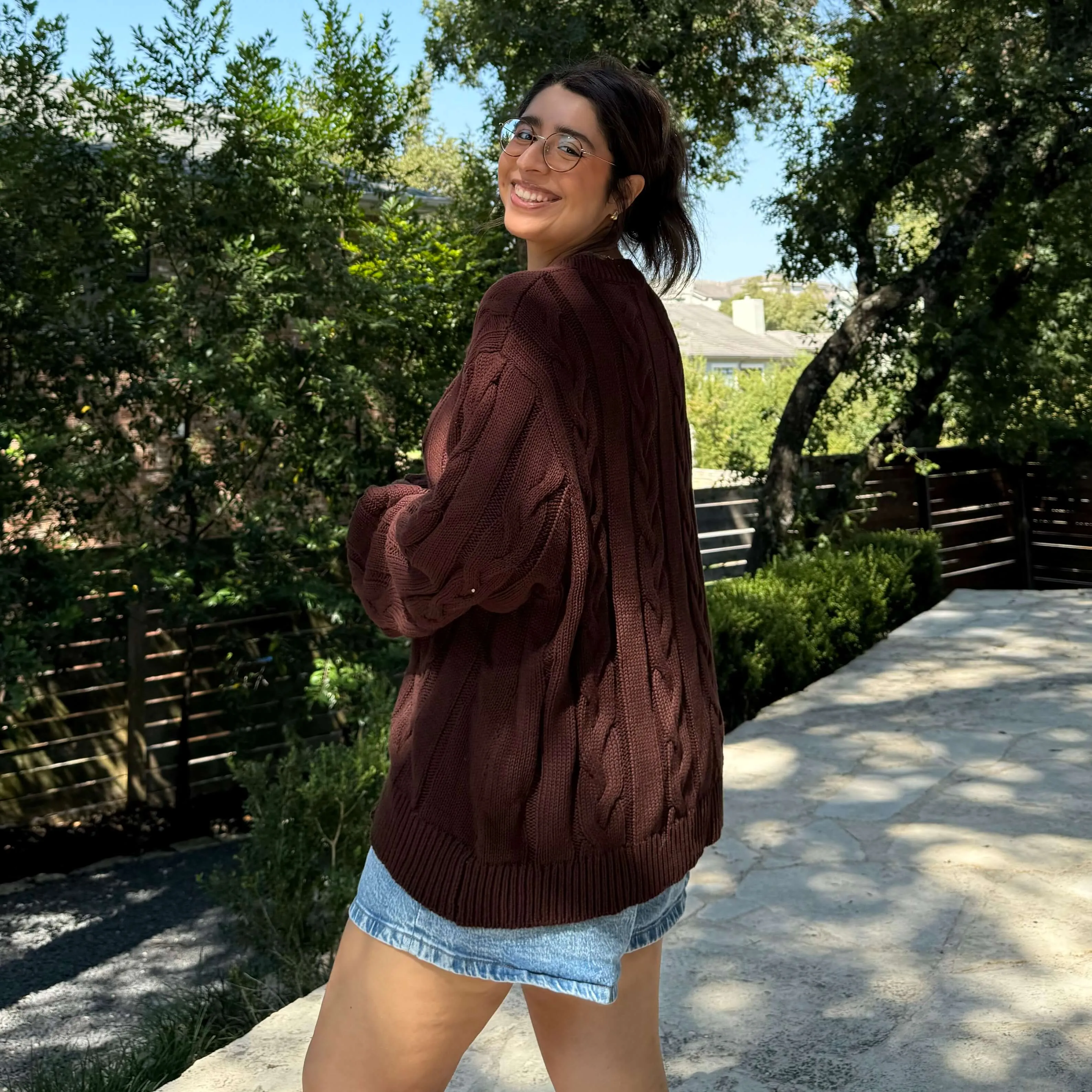 Crewneck Cable-Knit Sweater - Chocolate sold by Shiny by Nature product image thumbnail 2