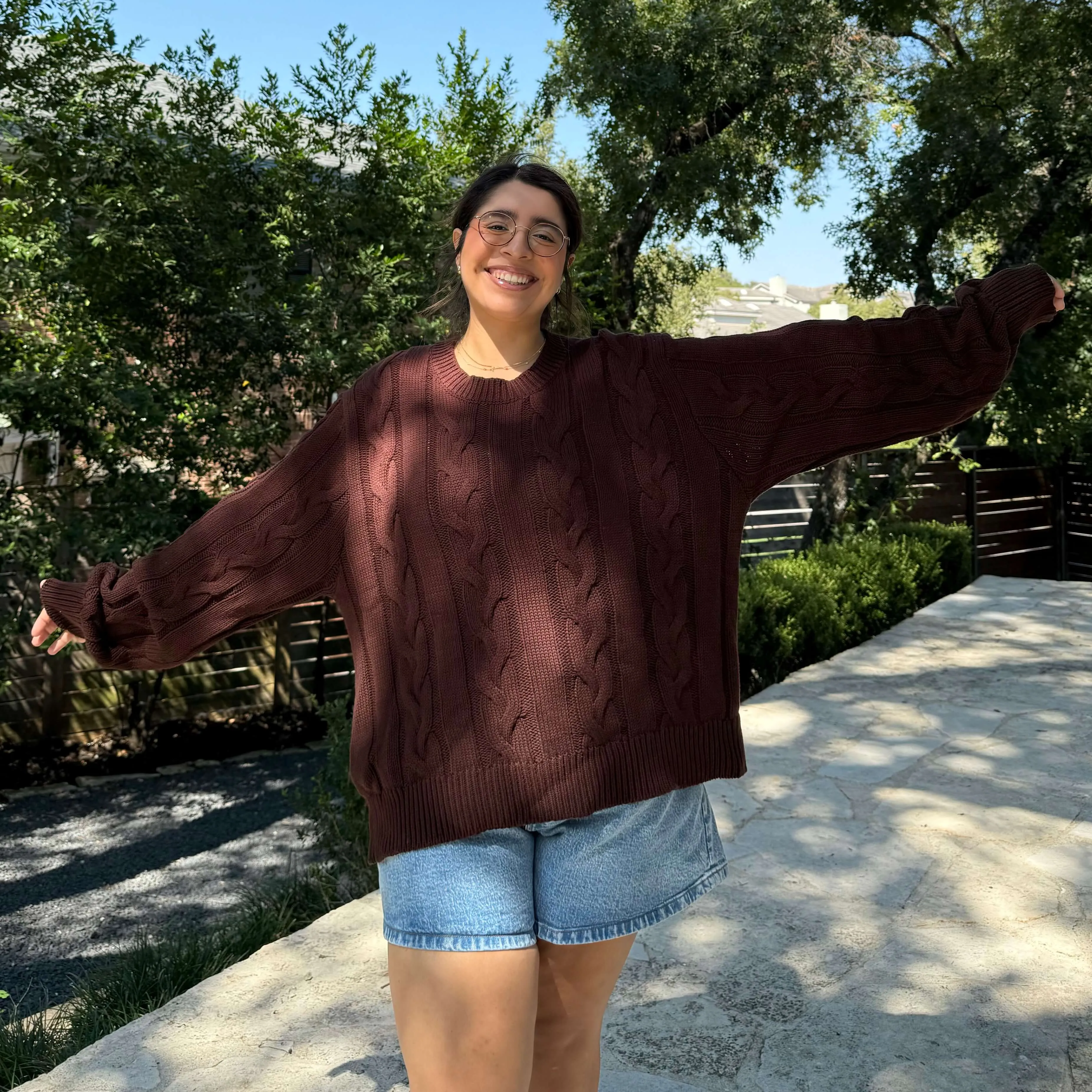 Crewneck Cable-Knit Sweater - Chocolate sold by Shiny by Nature product image thumbnail 3