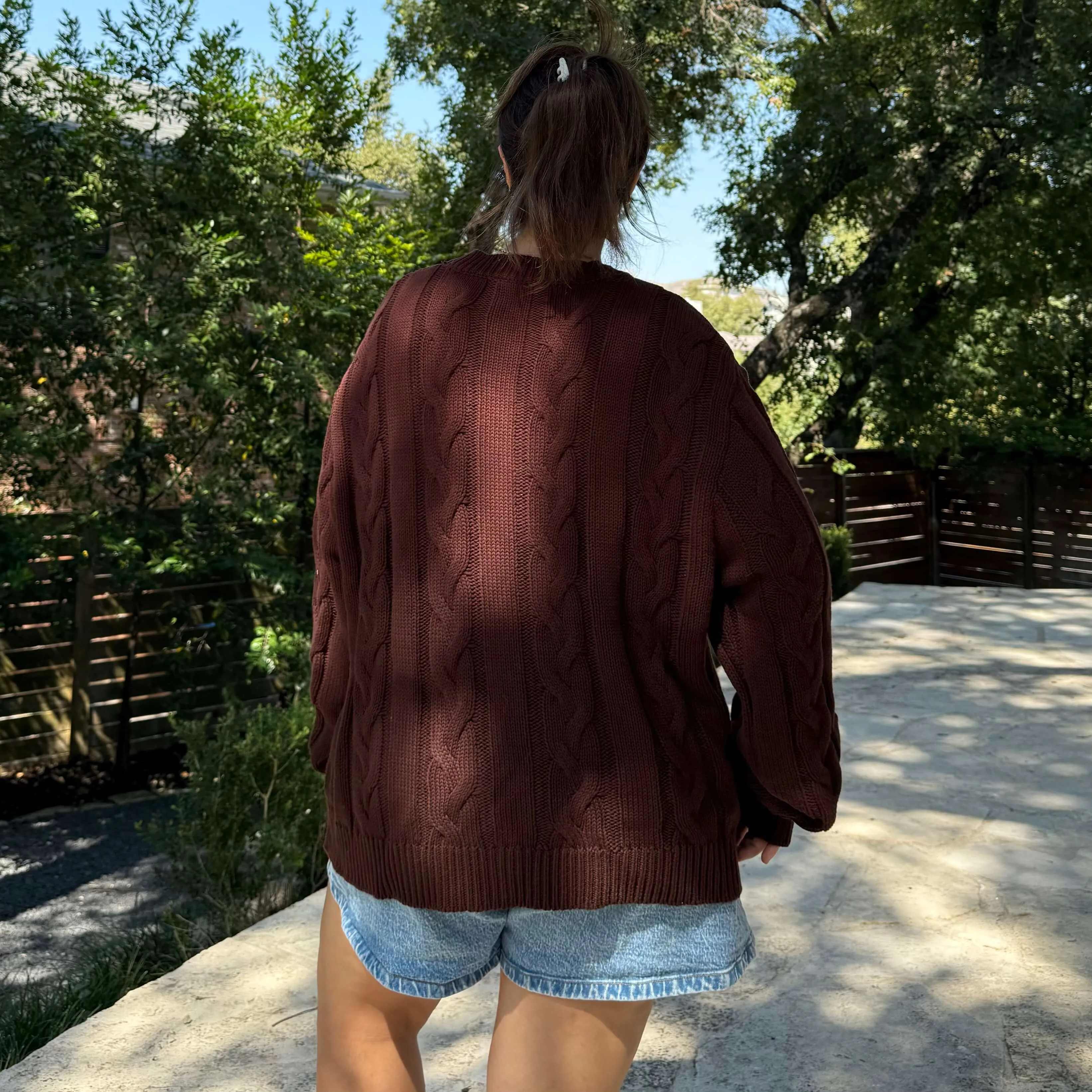 Crewneck Cable-Knit Sweater - Chocolate sold by Shiny by Nature product image thumbnail 5