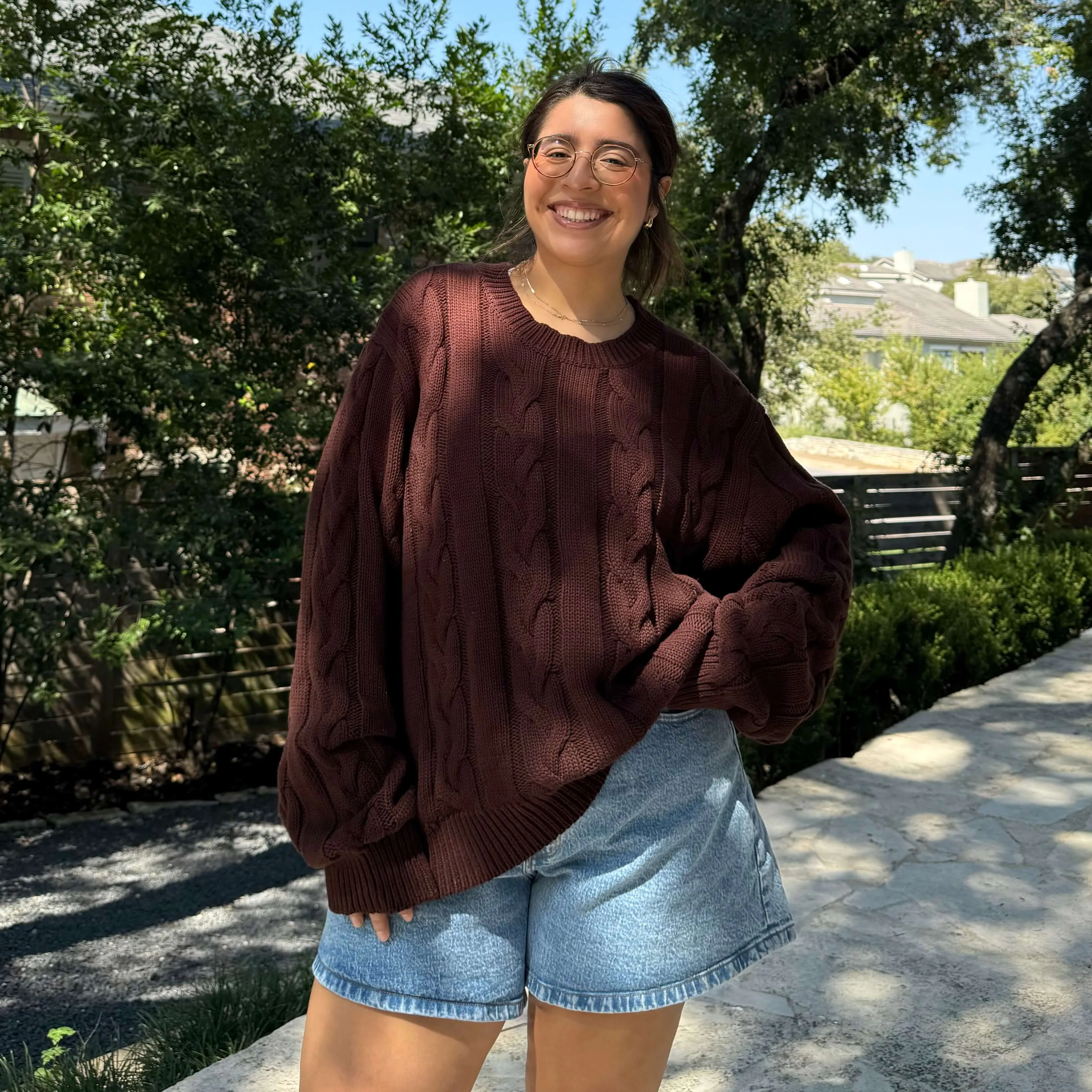 Crewneck Cable-Knit Sweater - Chocolate sold by Shiny by Nature product image thumbnail 4