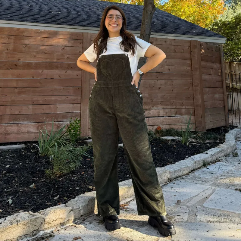 29" Corduroy Overall Jeans - Olive *Clearance Sale* sold by Shiny by Nature