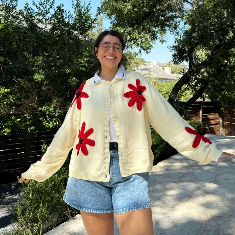 Flower Cardigan - Cream *Clearance Sale* sold by Shiny by Nature