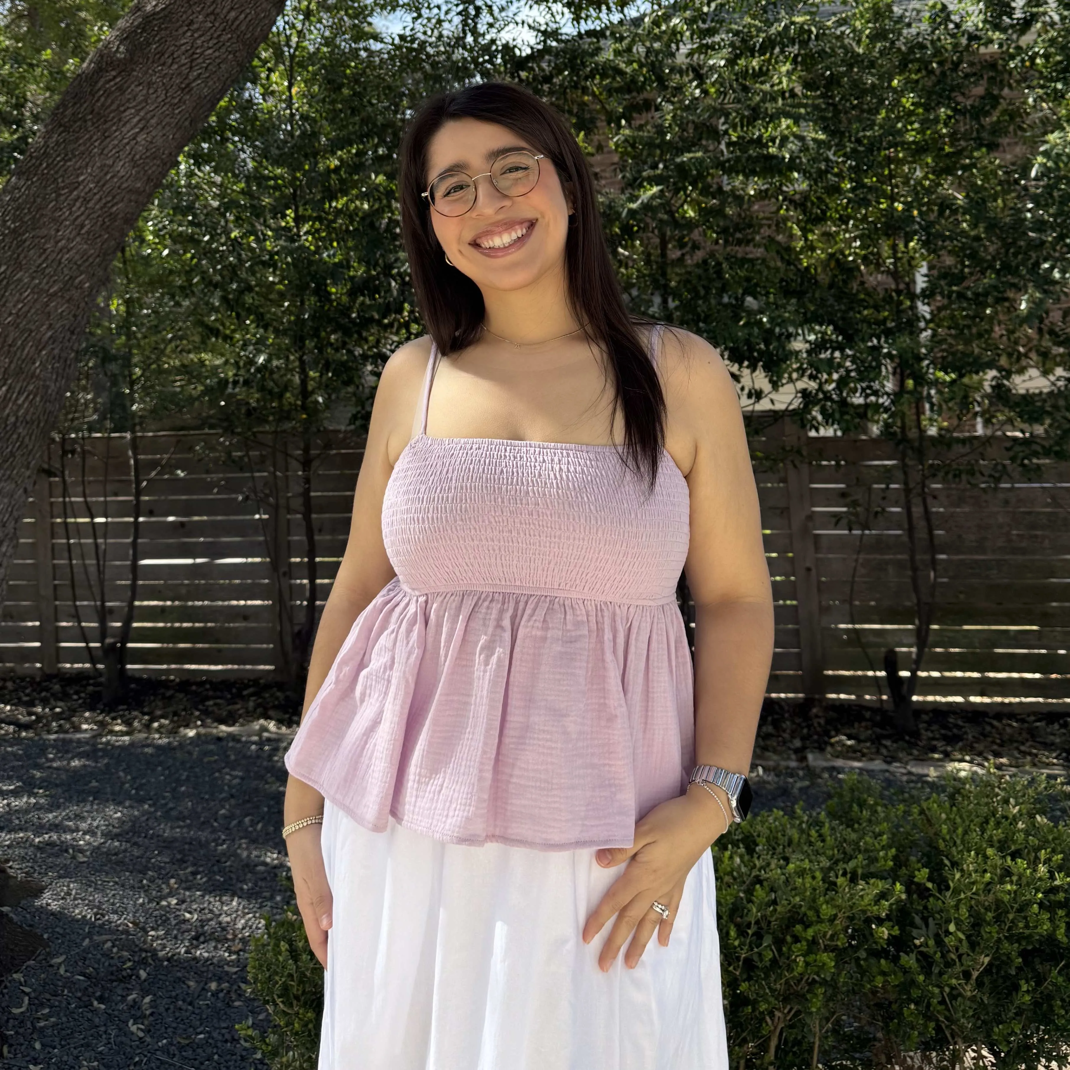 Smocked Strap Peplum Top - Lavender *Clearance Sale* sold by Shiny by Nature