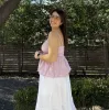 Smocked Strap Peplum Top - Lavender *Clearance Sale* sold by Shiny by Nature