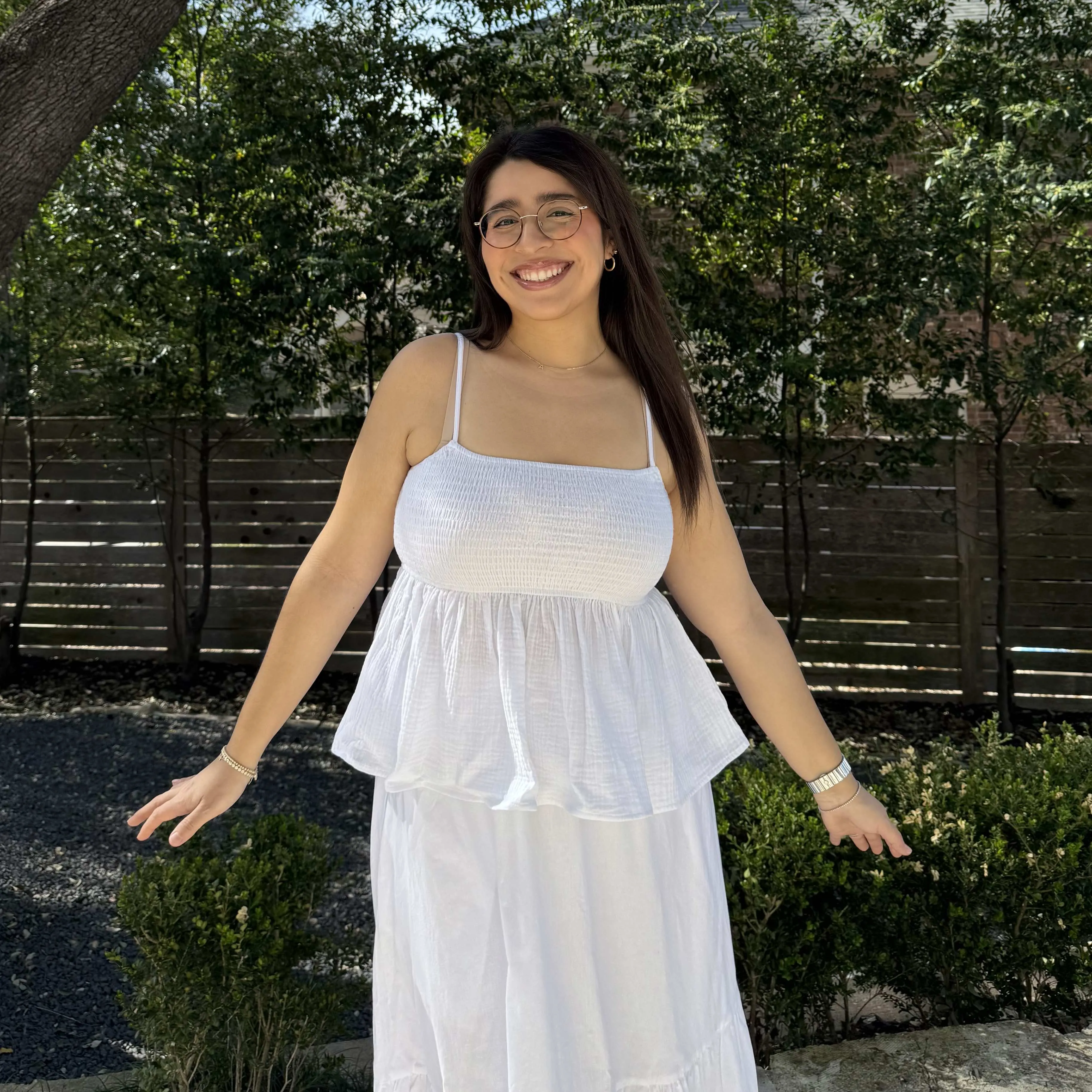 Smocked Strap Peplum Top - Tofu *Clearance Sale* sold by Shiny by Nature