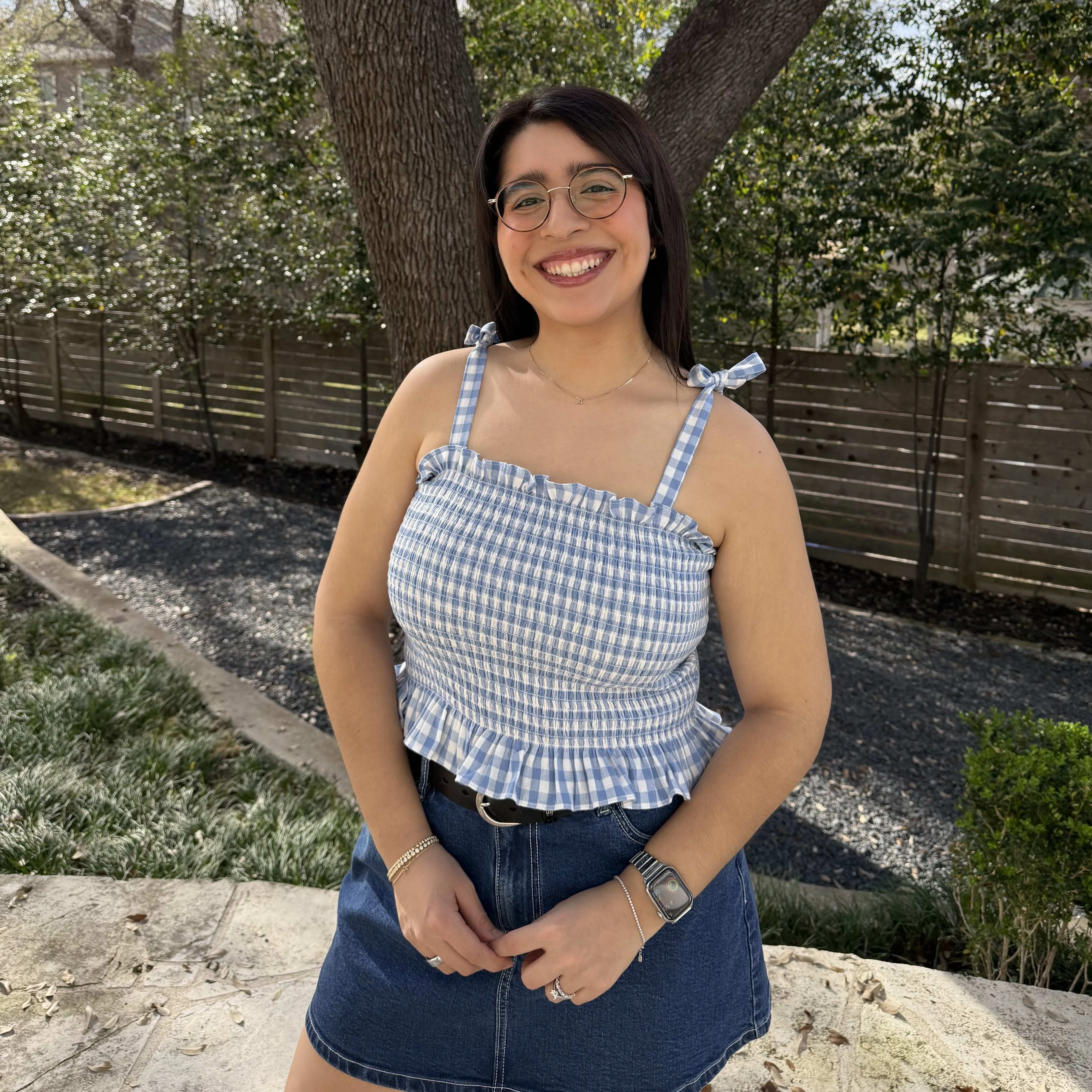 Smocked Tie-Strap Top - Blue Gingham *Clearance Sale* sold by Shiny by Nature product image thumbnail 2