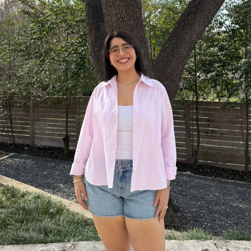 Effortless Button-Up - Pink Stripe *Clearance Sale* sold by Shiny by Nature