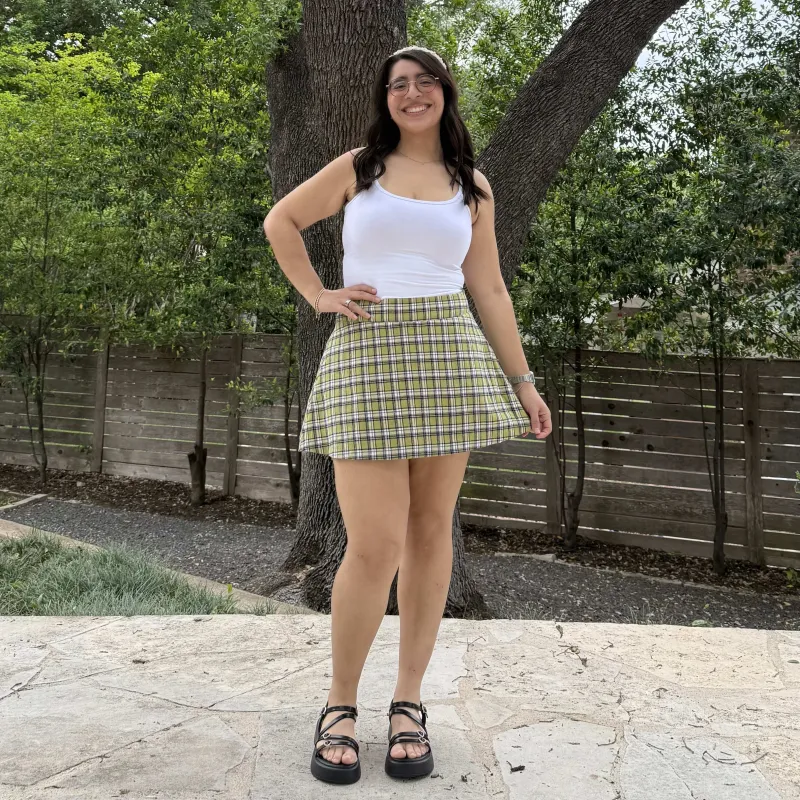 Christina Mini Skirt - Green Plaid *Clearance Sale* sold by Shiny by Nature