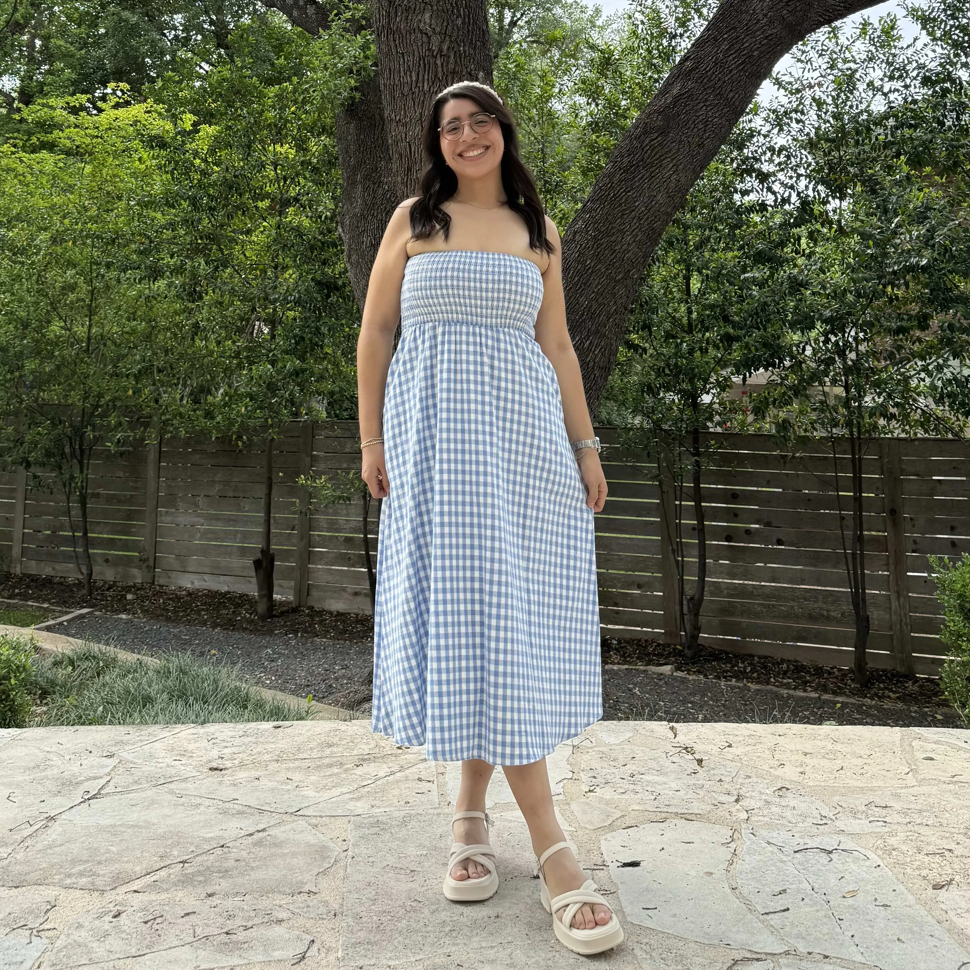 Savannah Dress - Blue Gingham *Clearance Sale* sold by Shiny by Nature