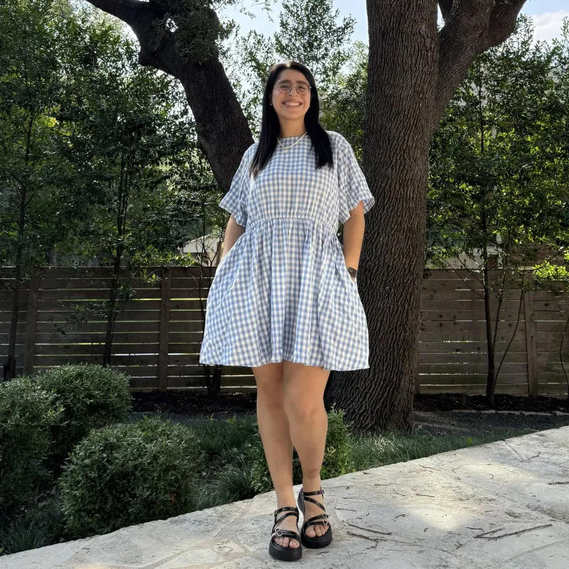 Gingham Dress - Sky *Clearance Sale* sold by Shiny by Nature