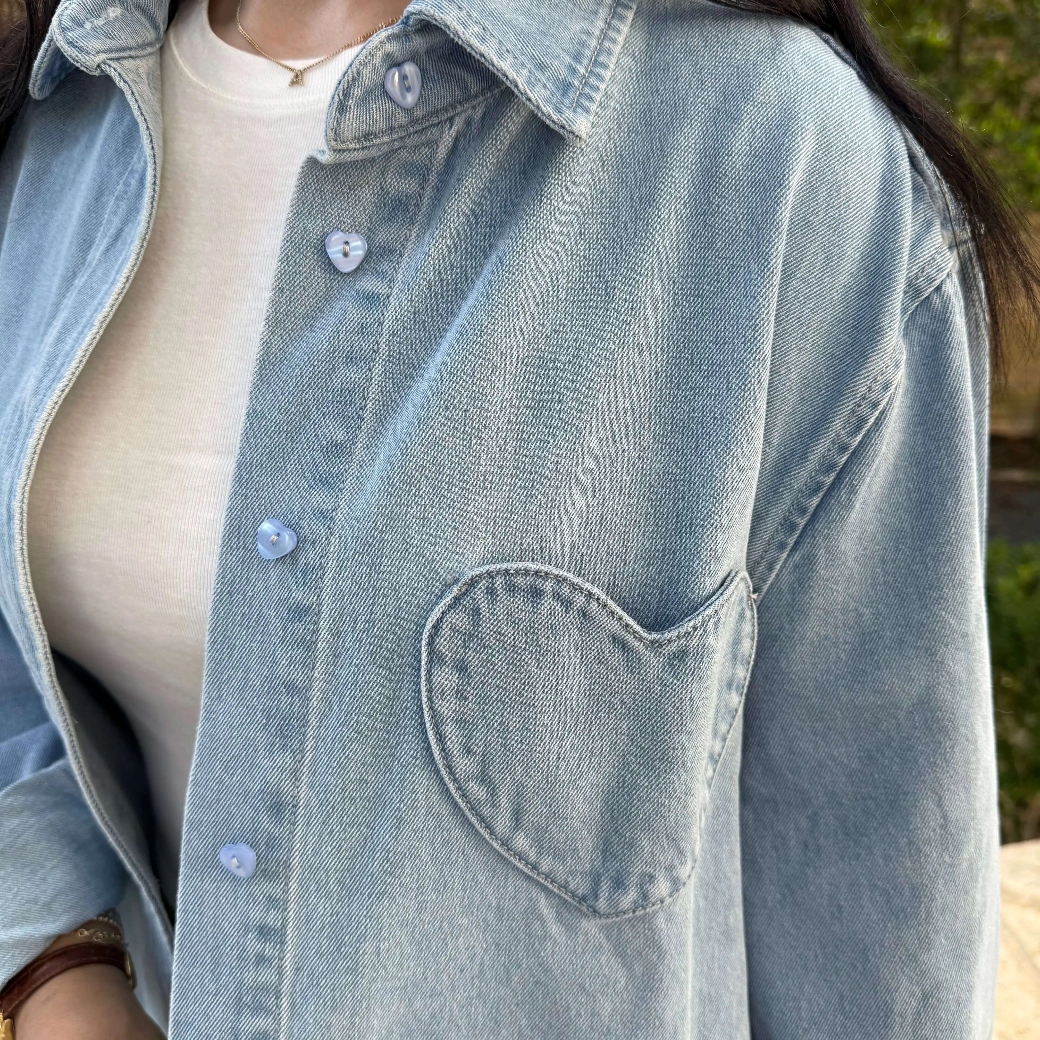 Denim Long-Sleeve Button-Up - Light Wash *Clearance Sale* sold by Shiny by Nature product image thumbnail 5