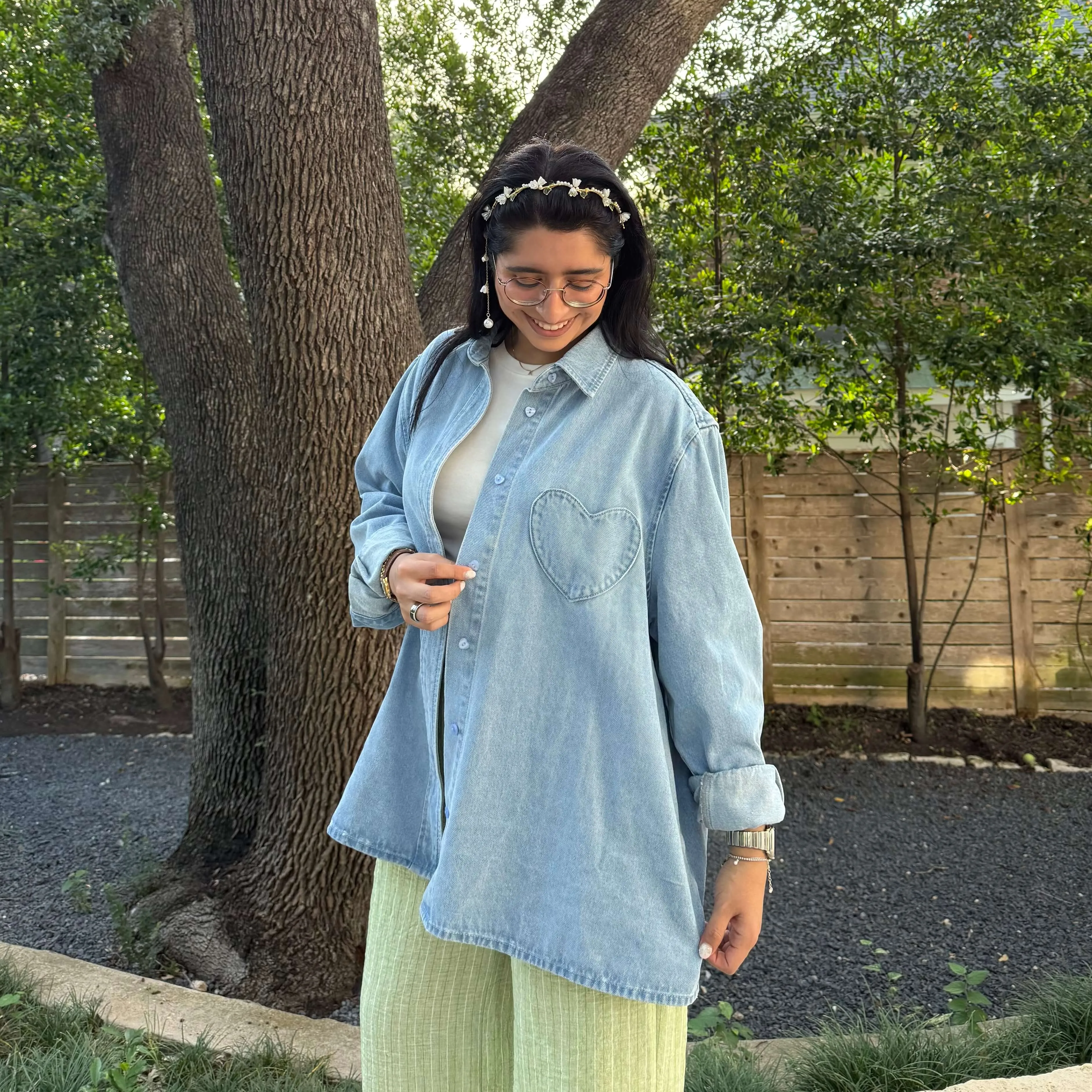 Denim Long-Sleeve Button-Up - Light Wash *Clearance Sale* sold by Shiny by Nature product image thumbnail 4